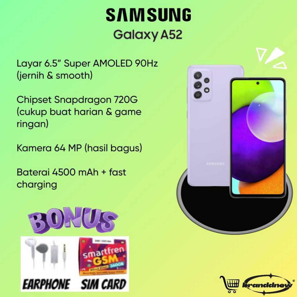 HP SAMSUNG A52 8GB/256GB GARANSI RESMI DAN EXTRA BONUS