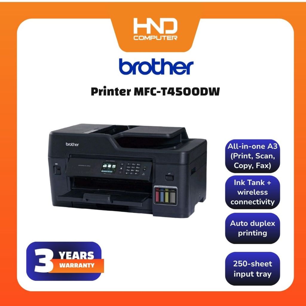 Printer Brother MFC-T4500DW A3 Multifunction T4500-DW Garansi Resmi