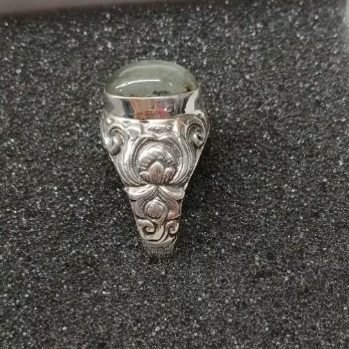 emban cincin perak motif patra bali size permata 10x14mm (tanpa batu)
