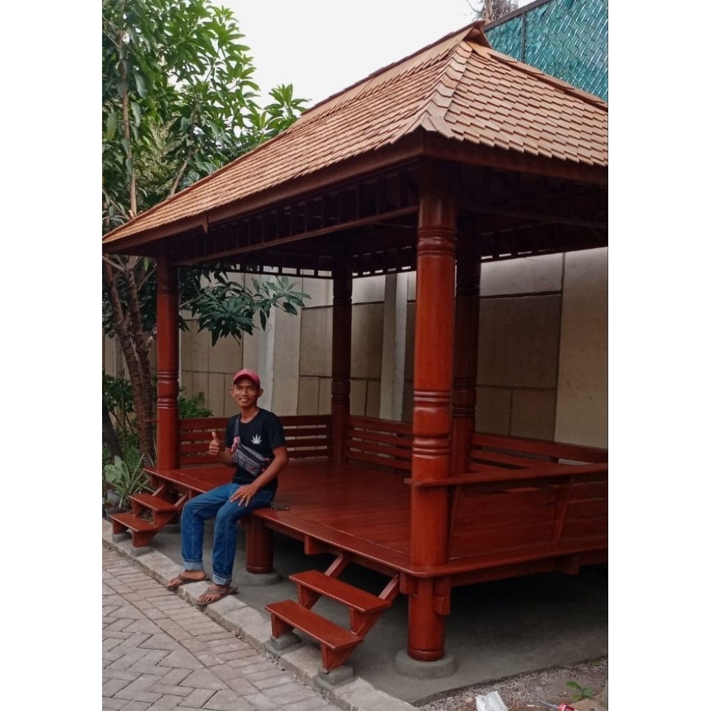 Gazebo Kayu Glugu Finishing Waterbase 2x3M
