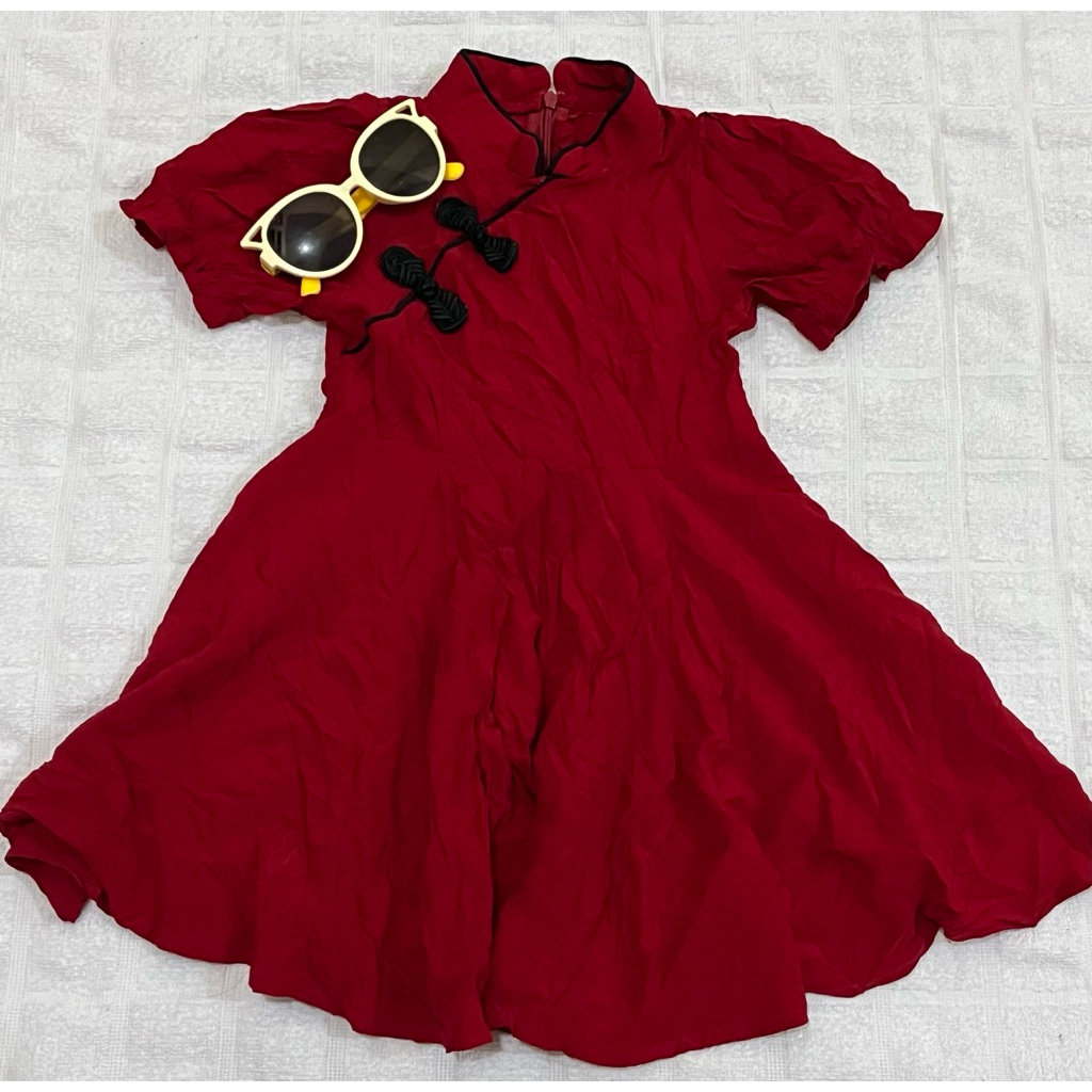 Dress qipao cheongsam anak size 2-3 tahun preloved (maroon)