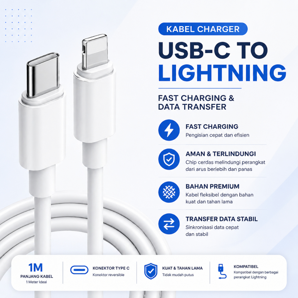 Kabel Charger Iphone Type C to Lightning Original