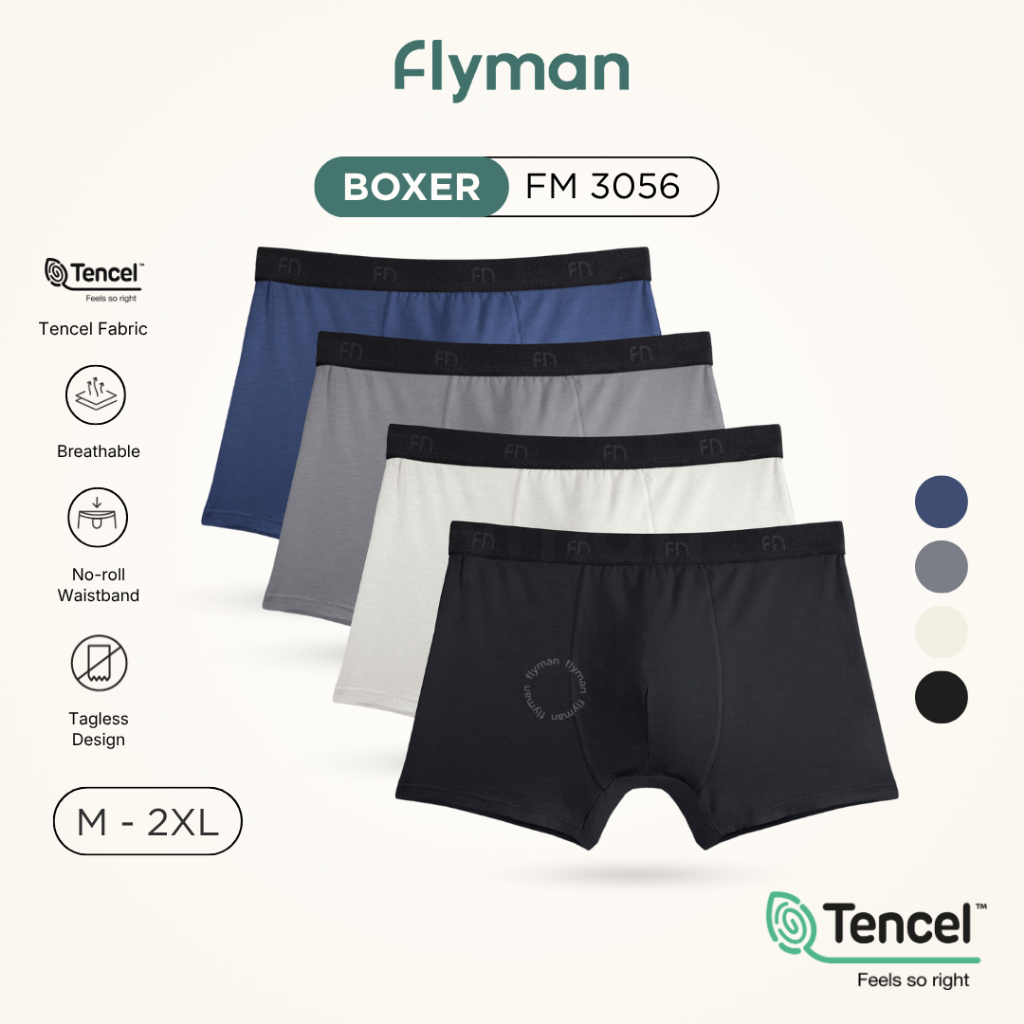 Flyman Celana Dalam Tencel Boxer Pria 1 pcs FM 3056