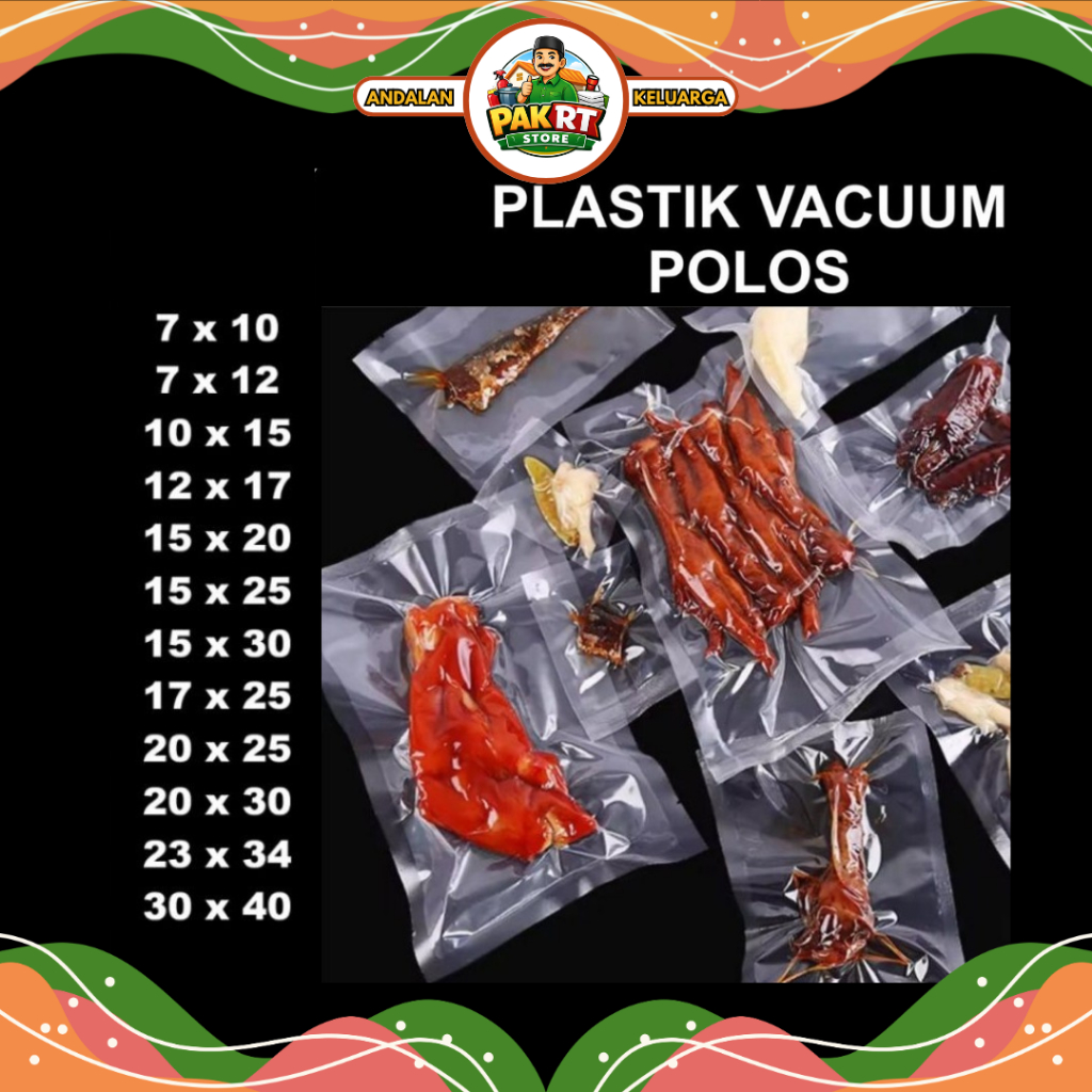 Plastik Vacuum Polos Ukuran Besar Kecil Satuan Vacum Sealer Bag Makanan