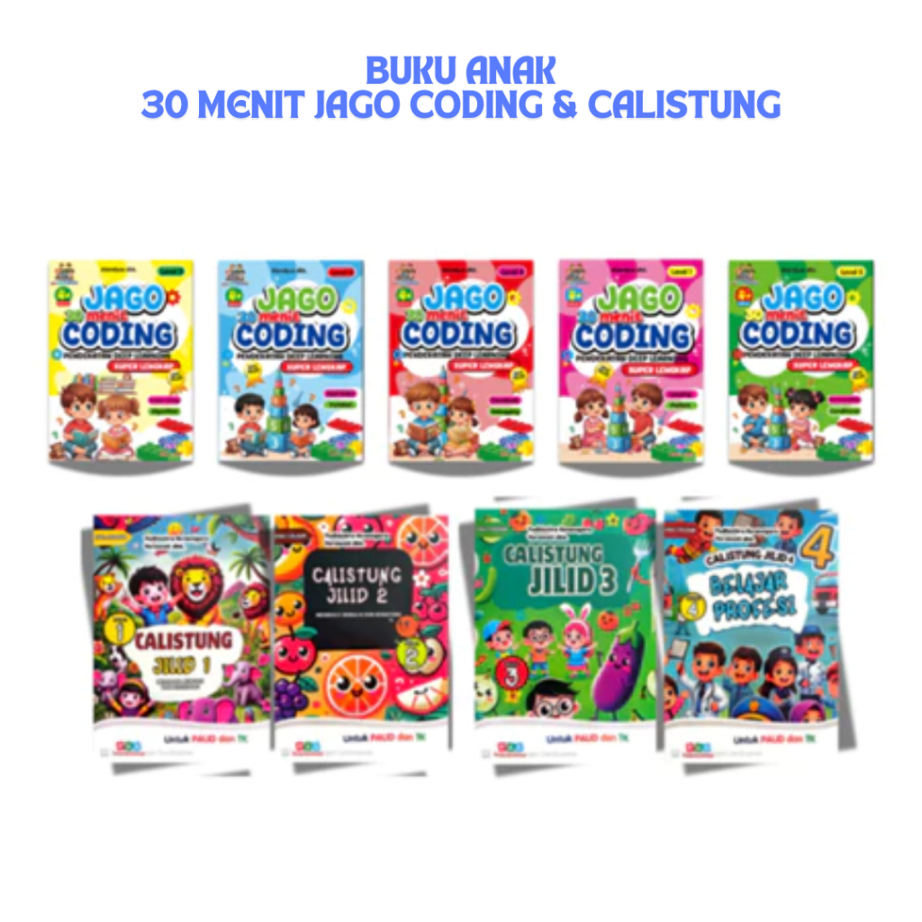 Paket 9 Buku Anak TK PAUD Jago Coding dan Calistung - Dinasty Books