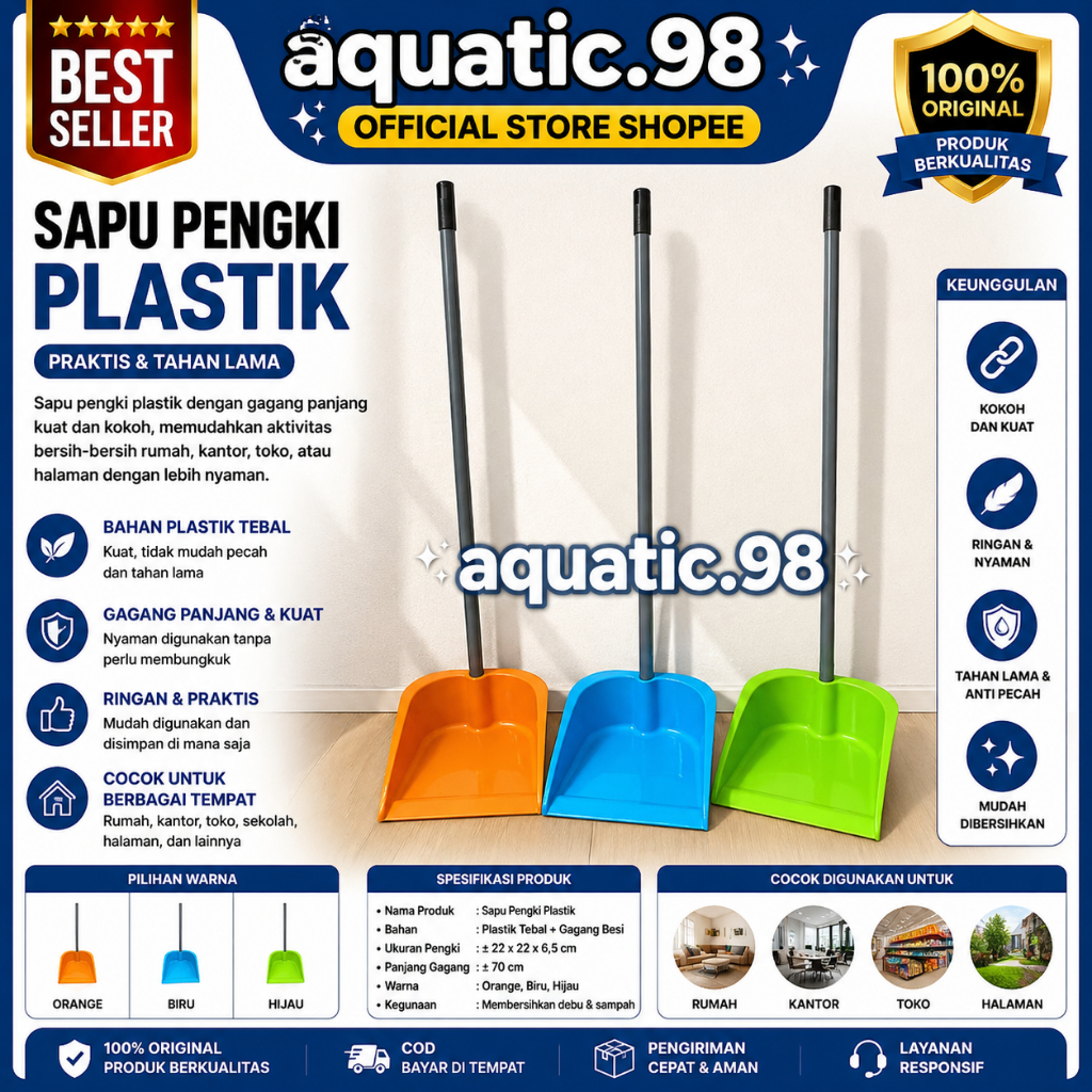 Pengki Plastik / Pengki Sampah / Serokan Sampah / Dustpan / Pengki / Gagang Pengki  pengki plastik g