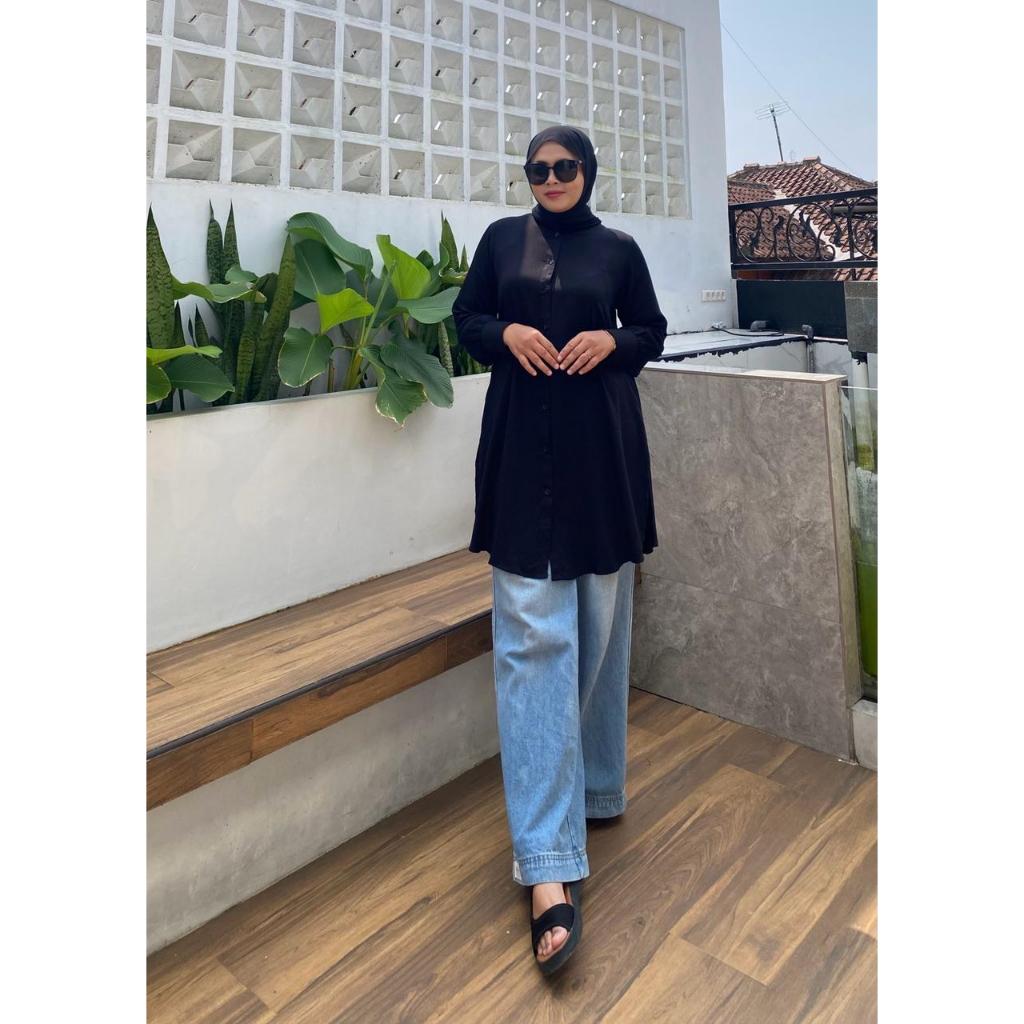 TALIA KEMEJA TUNIK POLOS WANITA TANGAN PANJANG BAHAN RAYON TWILL PREMIUM ADEM LEMBUT