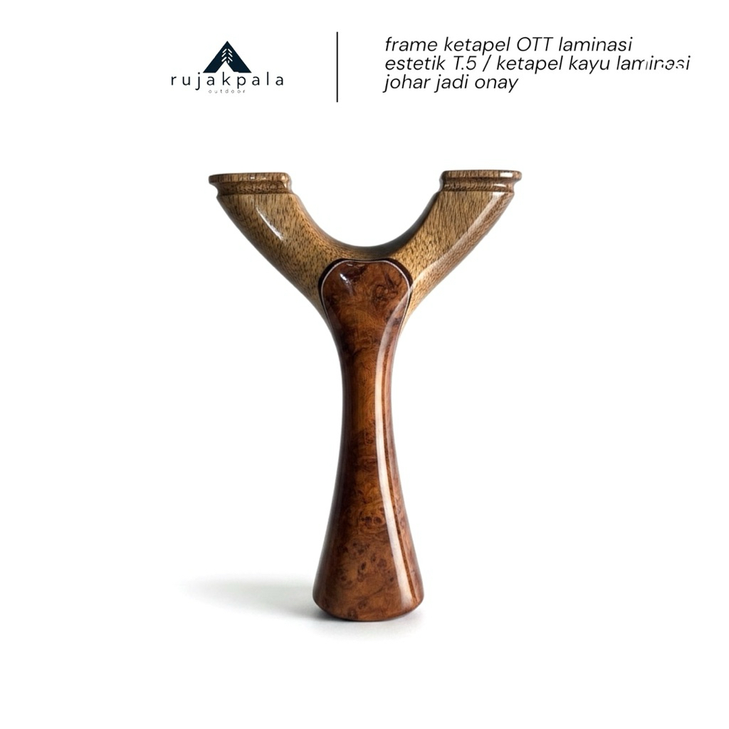 frame ketapel OTT laminasi estetik T.5 / ketapel kayu laminasi johar dan burl jati presisi tinggi ma