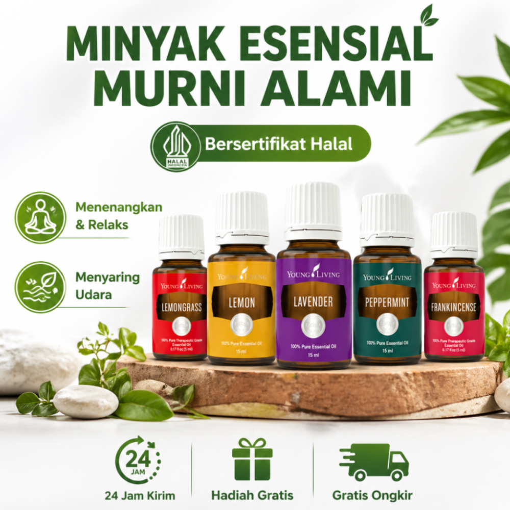 YoungLiving Paket Lengkap Aromaterapi 15ml 10 Aroma Relaksasi Imunitas PerawatanKeluarga Halal Bisa 