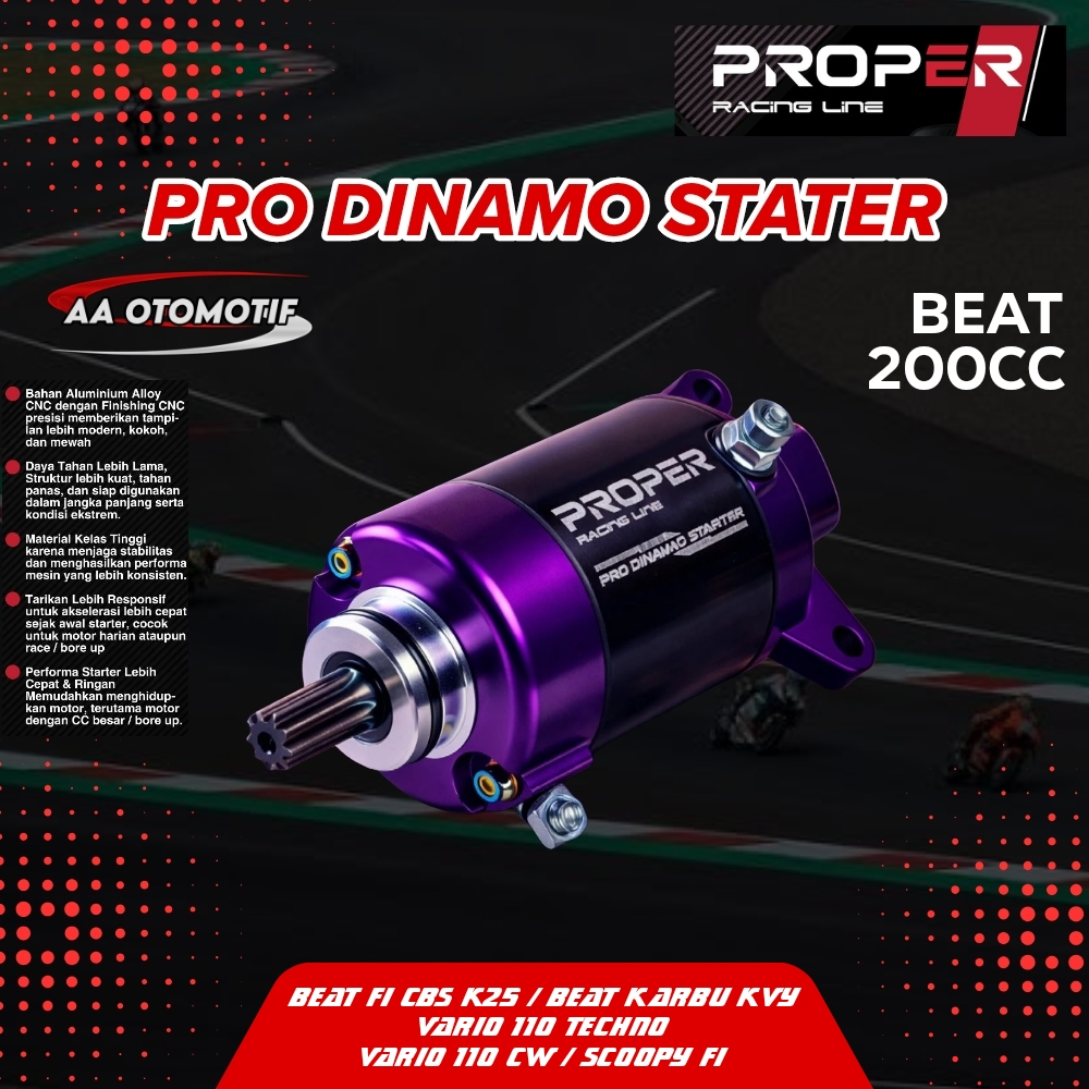 PROPER RACING LINE PRO CNC DINAMO STATER BEAT 200CC DINAMO STATER RACING MOTOR BEAT KARBU BEAT FI SC