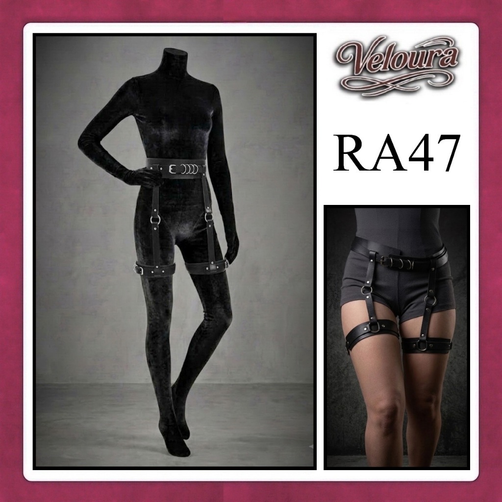 Veloura Aksesoris Outfit Bawahan - Gesper Celana Leather Garter Belt Harness - RA47