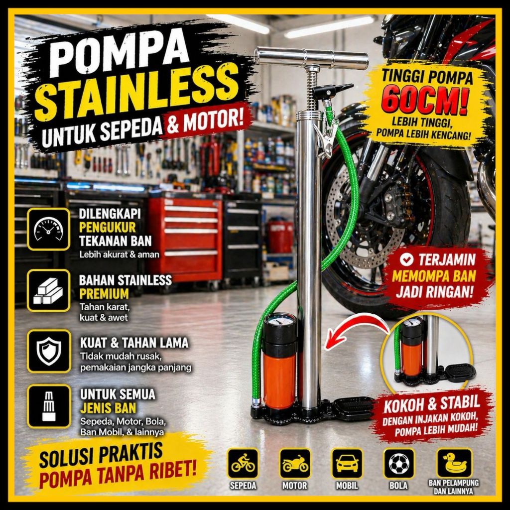 pompa sepeda pompa ban motor pompa sepeda dan motor Angin Ban Sepeda Dan Motor Stainless