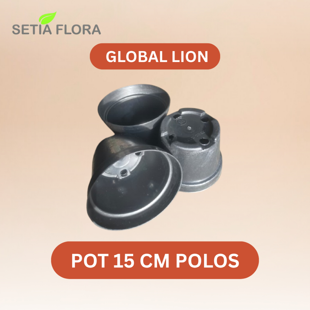Pot Tanaman Plastik 15 cm Hitam Polos Global Lion