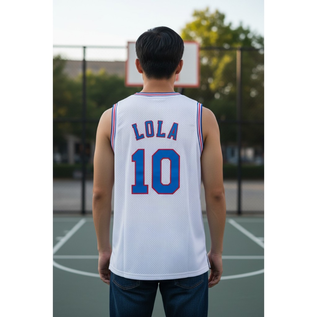 JERSEY BASKET PREMIUM IMPORT CHAMPION CLASSIC HWC TUNESQUAD 10 LOLA BUNNY PUTIH