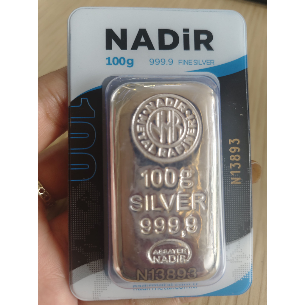 Perak Batangan Murni NADIR 100 Gram 999.9 Fine Silver LBMA Certified Original Minted Bar | Silver Ba
