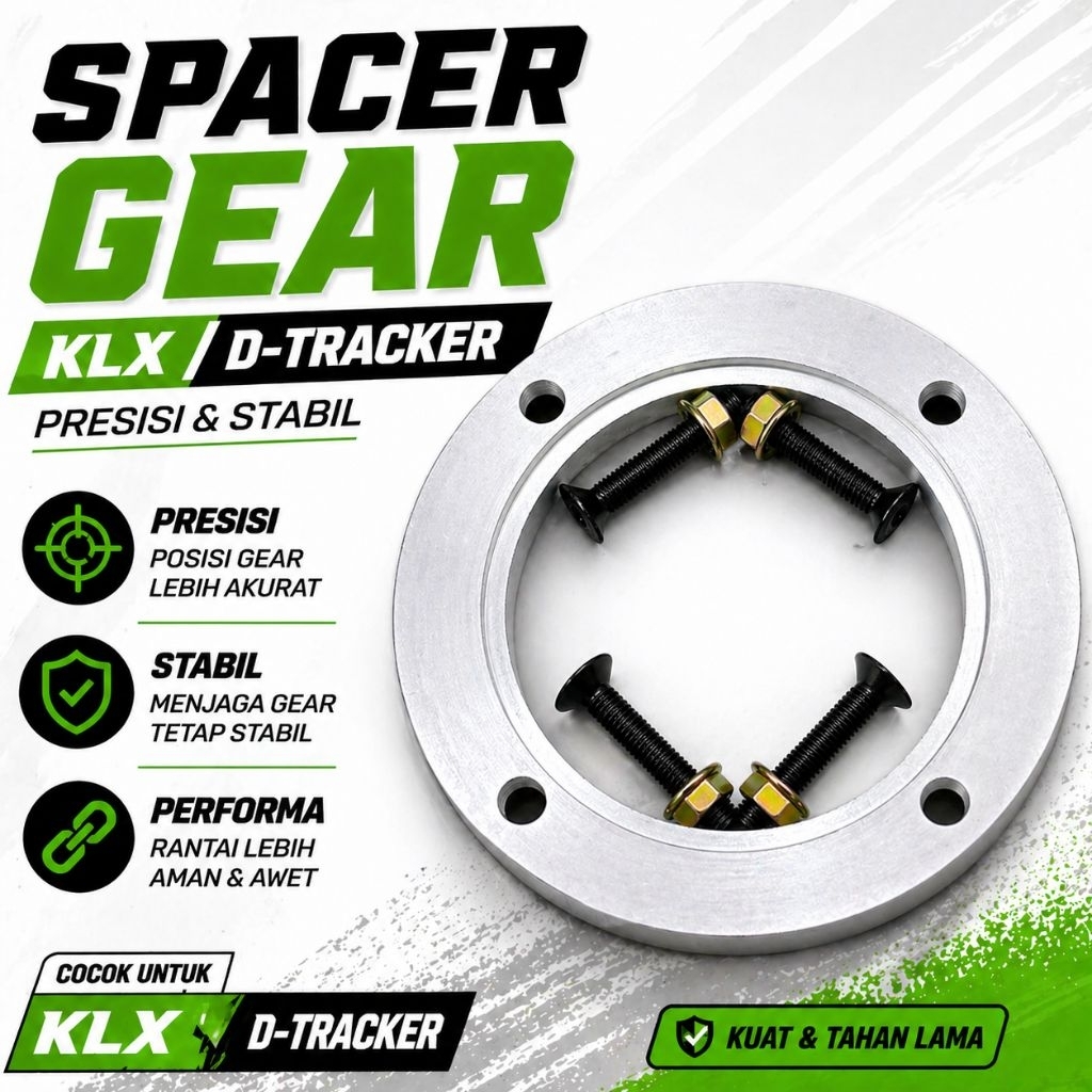 Spacer Gear KLX D Tracker | Dudukan Gear Belakang | Presisi & Kuat | Aksesoris Motor Trail