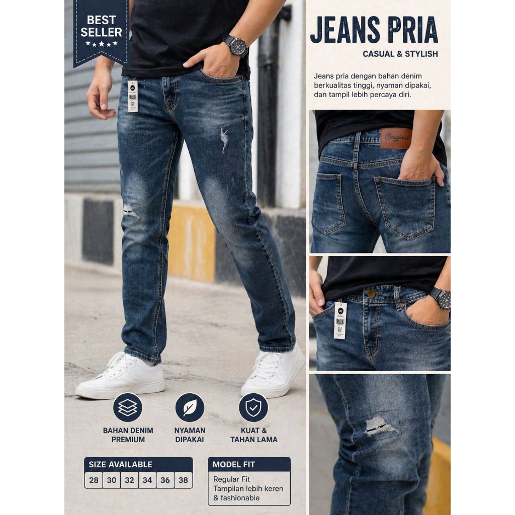 BEST SELLER   Celana Jeans Pria second branded pria slim fit & Reguler Fit-murah Kualitas import