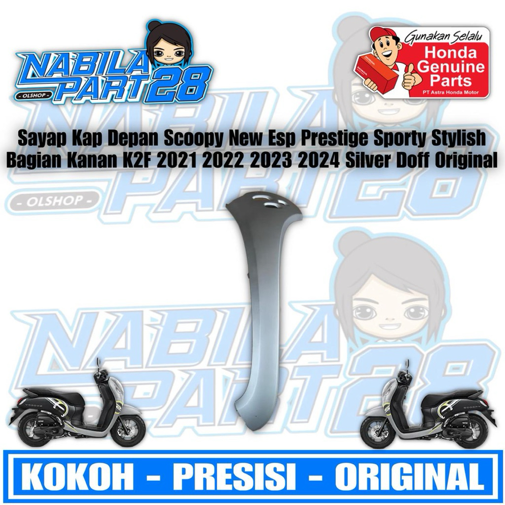 Sayap Kap depan kanan cover body depan scoopy K2F 2021- 2023 Original silver doff
