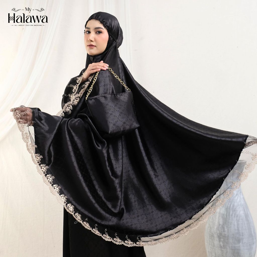 HALAWA - Mukena Dewasa Sutra Silk Mewah Renda Premium