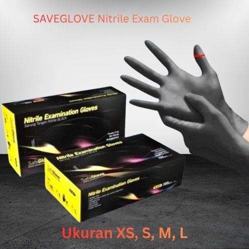 SafeGlove Black Nitrile Gloves 100 Pcs Non-Latex
