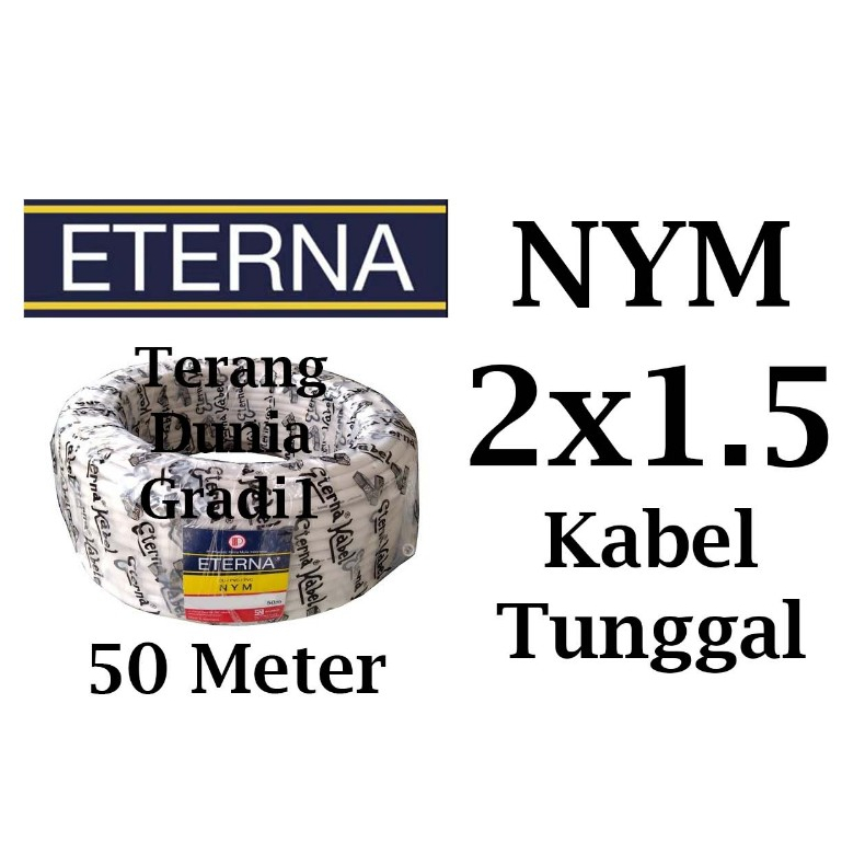 Kabel Eterna 2x1.5 1rol 50meter Kabel Eterna NYM 2x1.5 50meter Kabel NYM 2x1.5 Eterna 1 Rol 50 meter
