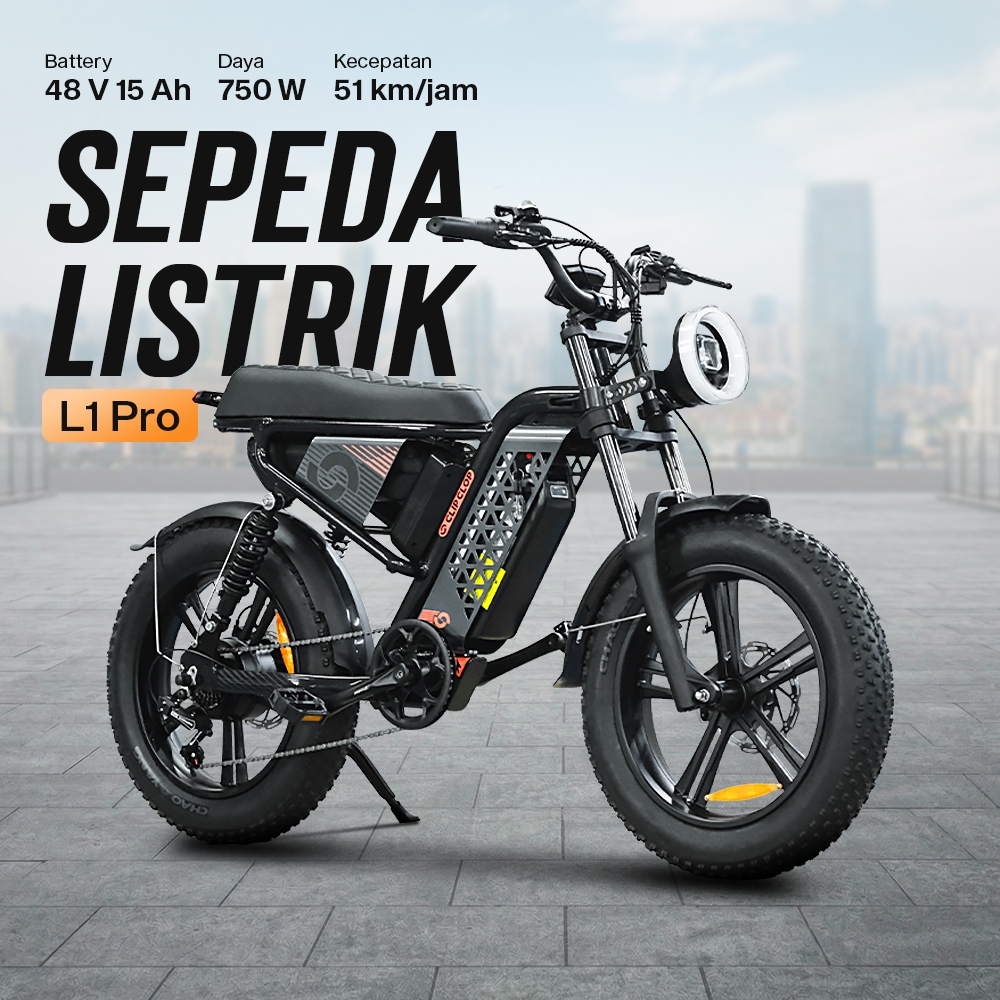 ClipClop Sepeda Listrik Fat Bike 20 Inch Brushless Scrambler Cafe racer Bratstyle