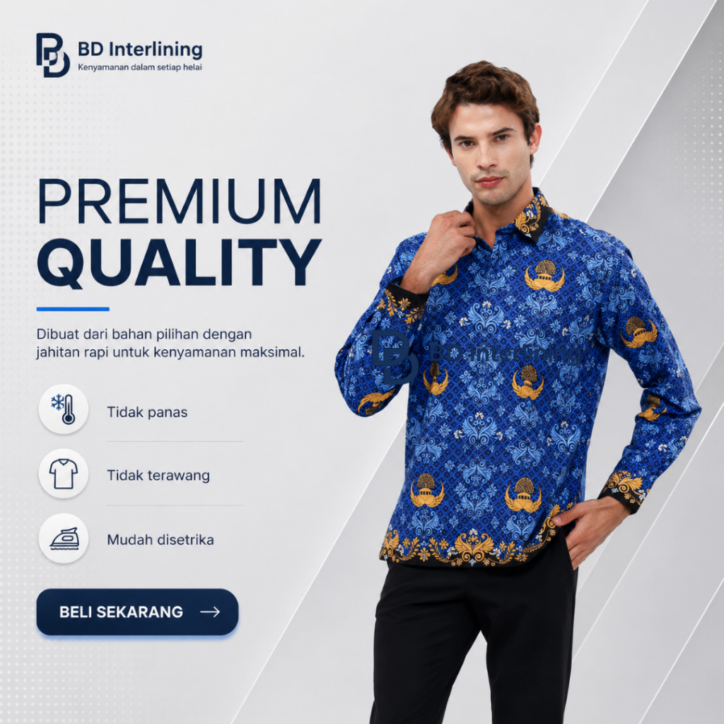 Baju Batik KORPRI Resmi ASN - Kemeja Dinas Nyaman Tidak Panas - Jahitan Rapi