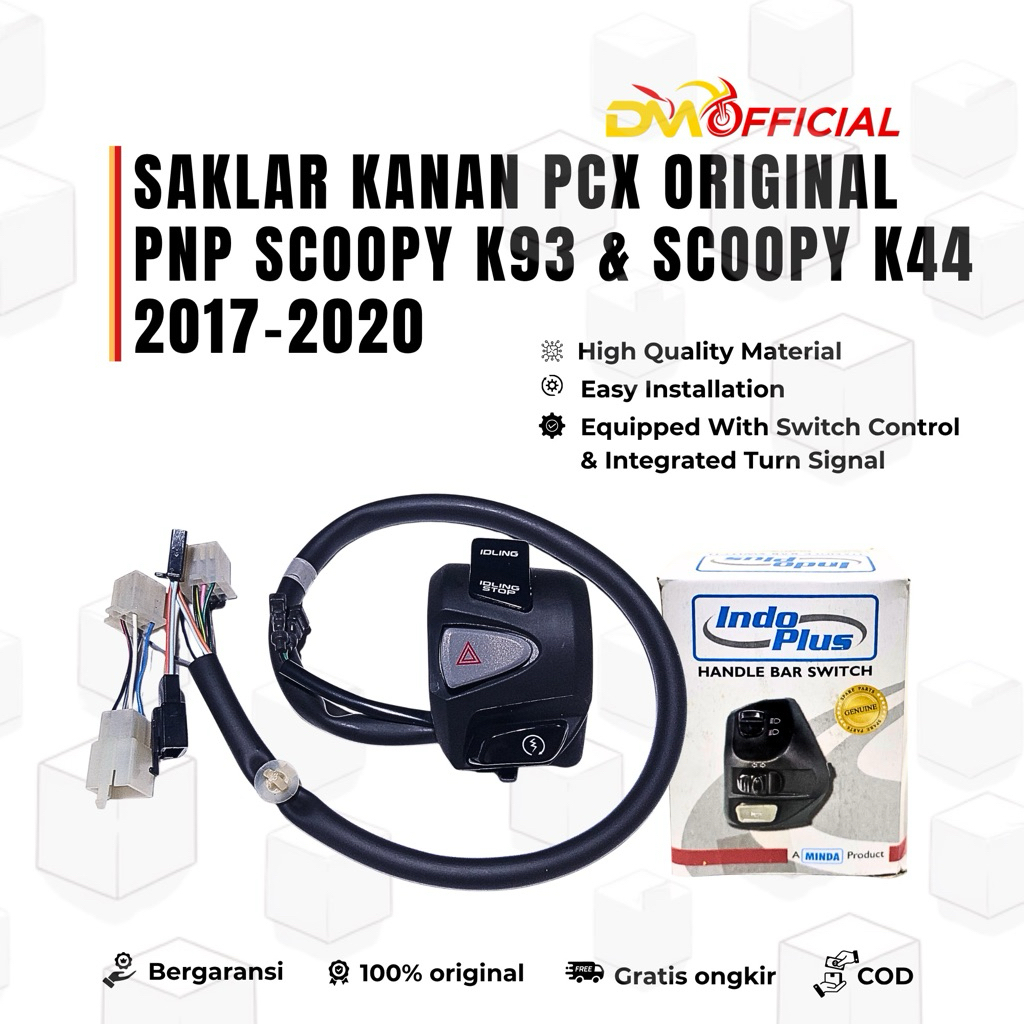 SAKLAR KANAN PCX 150 ORIGINAL HONDA 100% PNP SCOOPY K93 & SCOOPY K44 TAHUN 2017 - 2020