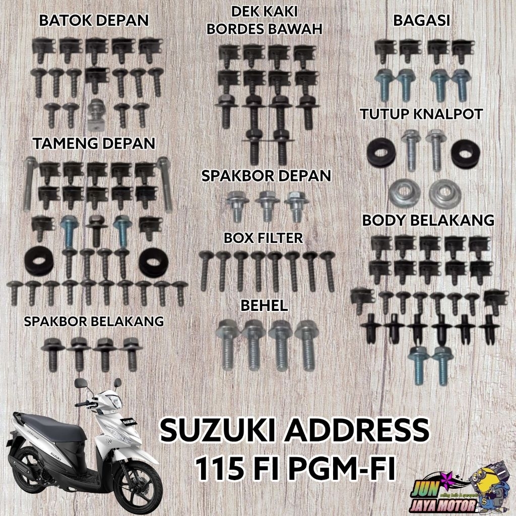 BAUT LENGKAP FULLSET YAMAHA SUZUKI ADDRESS 115 FI PGM-FI / BAUT FULL SET BODI SUZUKI ADDRESS 115 FI 