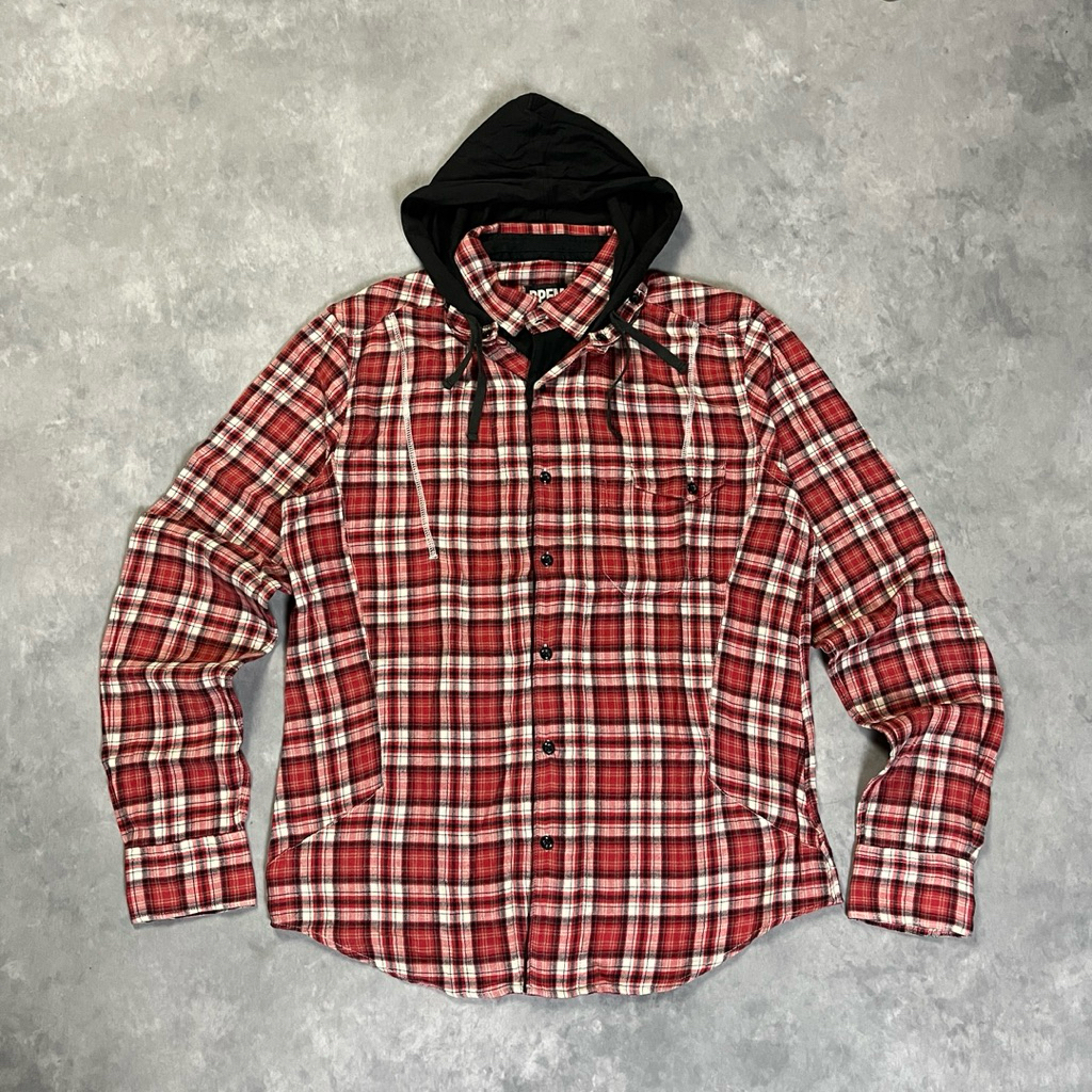 PPFM Plaid Shirt Hoodie Multifunctional Hybrid Flannel,Japanese Brand