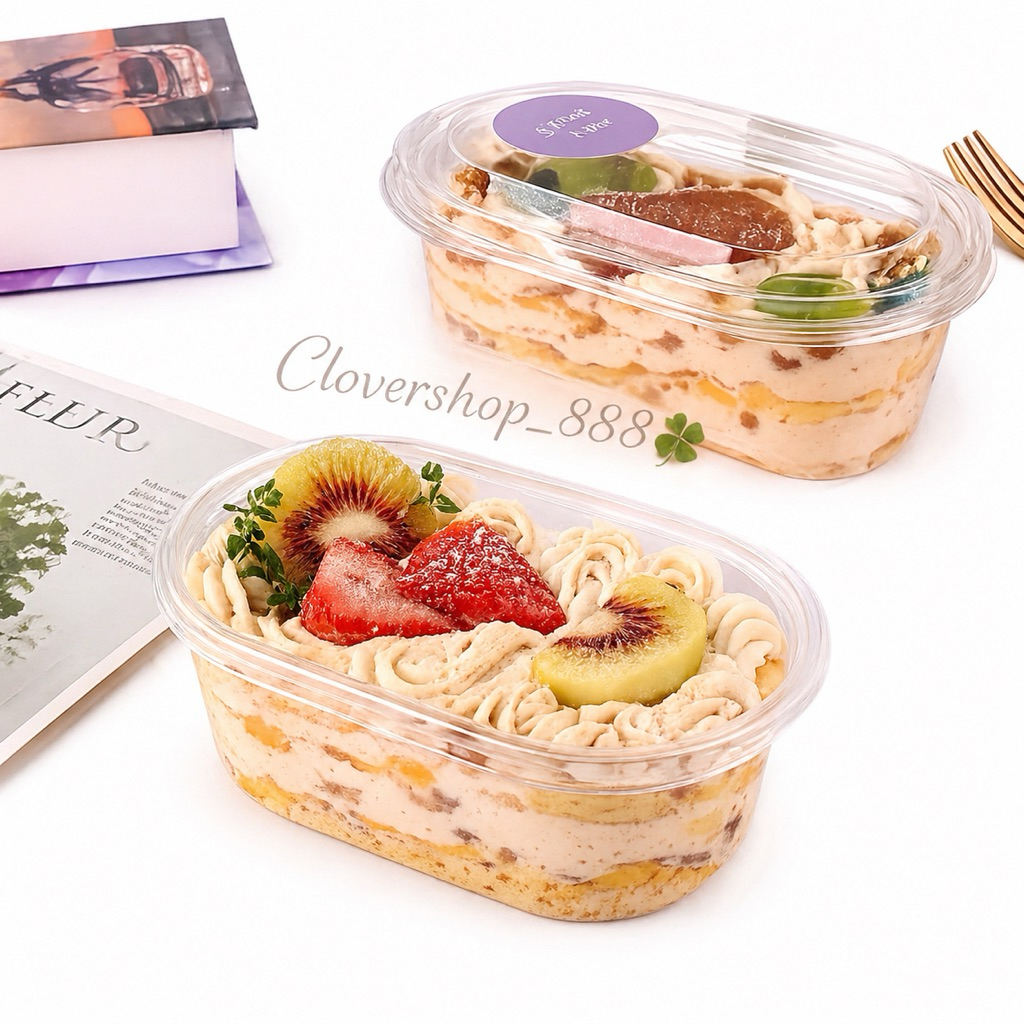 10pcs Korean Dessert Box Oval  / Premium Dessert Cup / Box Tiramisu Cup Puding Cup Box Mika Kue