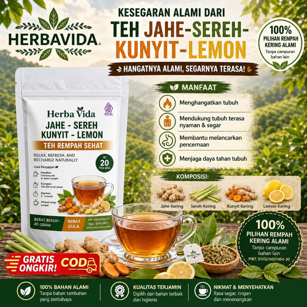 TEH HERBAL JAHE-SEREH-KUNYIT+LEMON