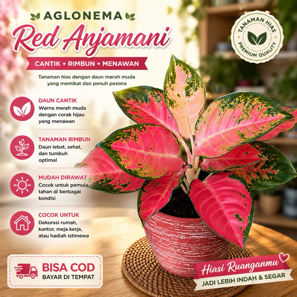 Tanaman Hias Aglonema Kochin Tembaga Original | Aglaonema Merah Eksotis | Tanaman Hias Daun Cantik S