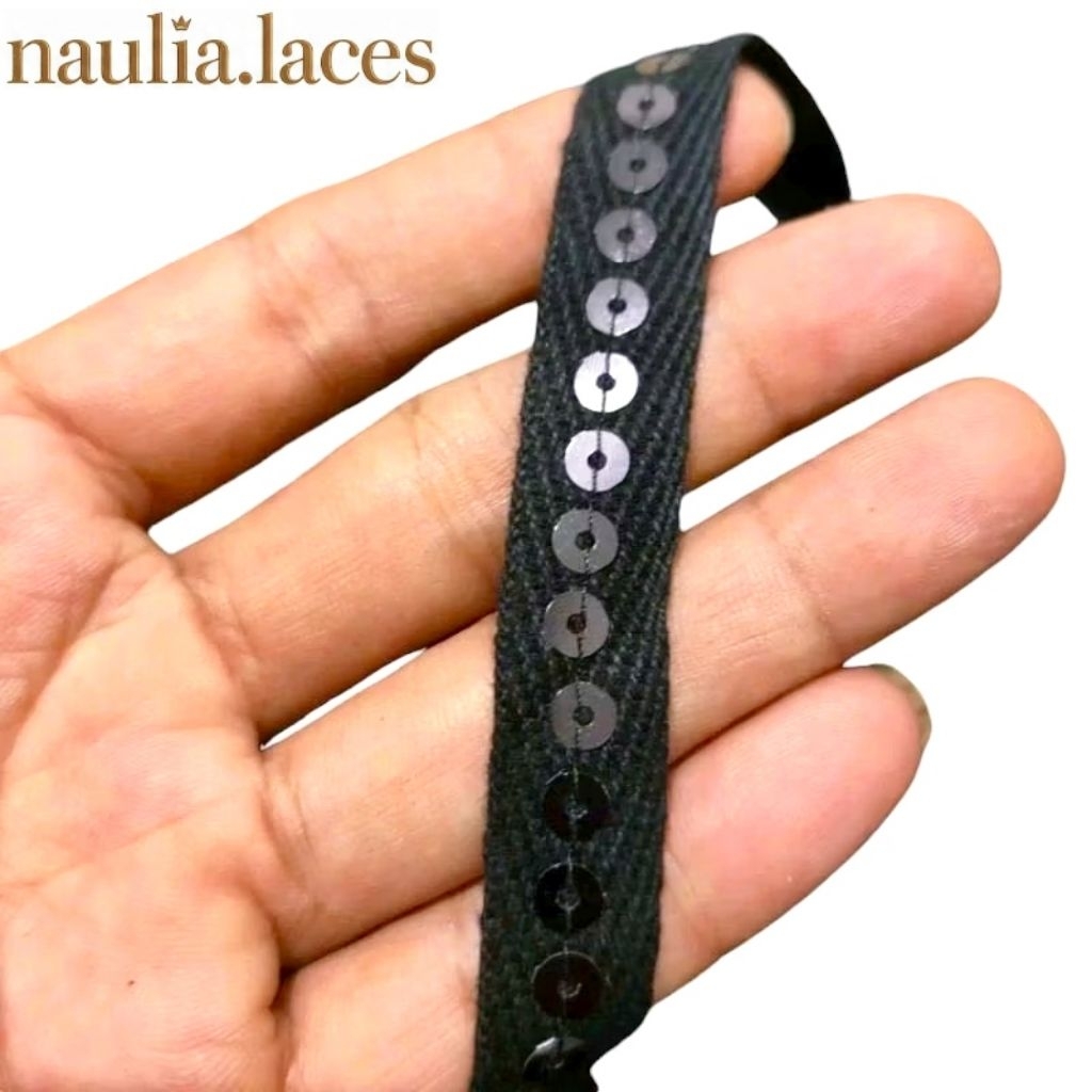Pita renda katun/pita Payet lebar 1,3cm