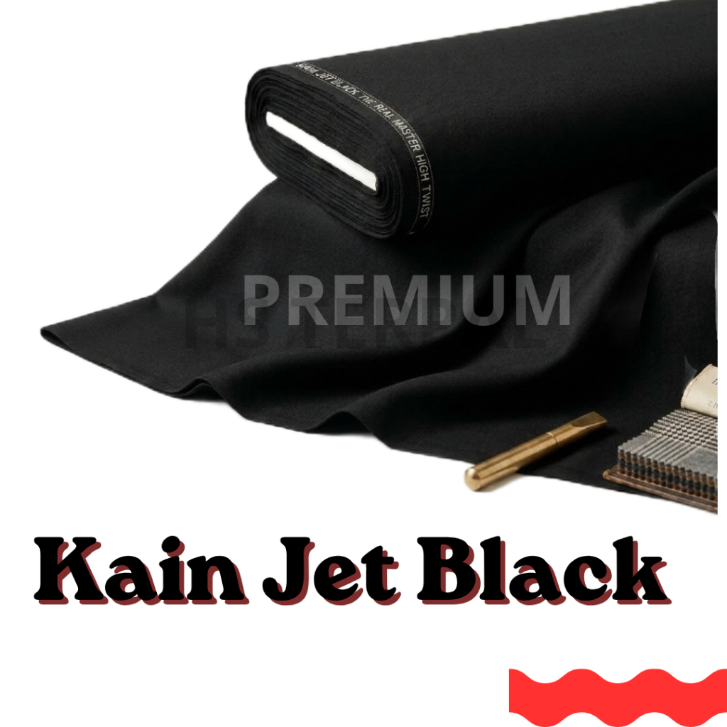 kain JET BLACK bahan celana premium