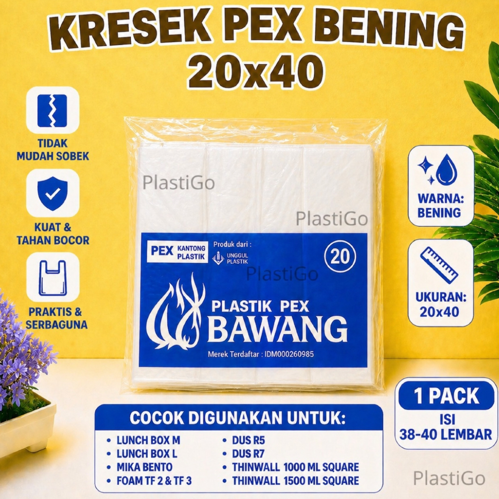 Kantong Kresek Bening Transparan / Kantong Kresek PEX Bawang 20x40