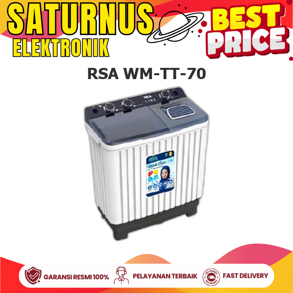 RSA WM-TT-70 MESIN CUCI 2 TABUNG Anti Karat 7Kg Water Filter 580W WM-TT-70 WM-TT70 WM TT70  C