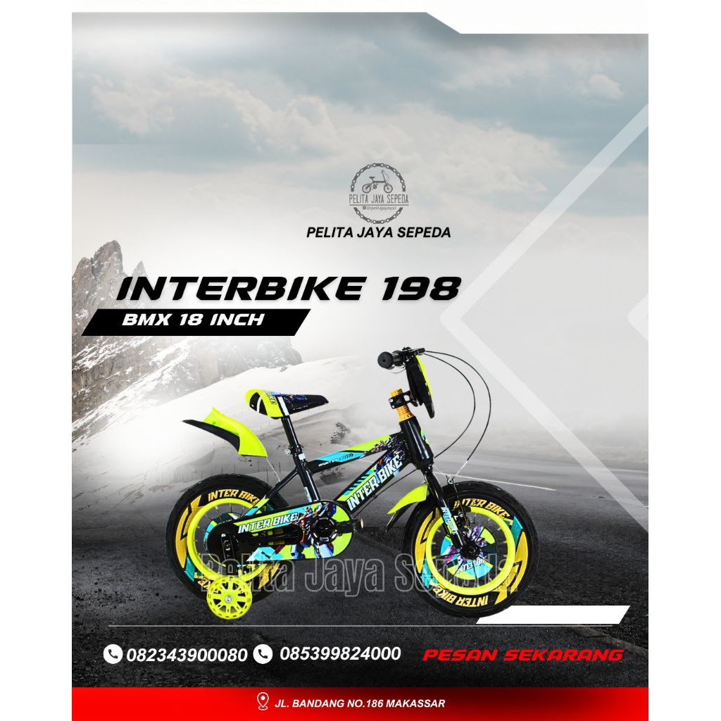 UKURAN 18 INCH SEPEDA ANAK LAKI LAKI ATAU COWOK USIA 9 TAHUN BMX INTERBIKE MICHEL MORTEIN CENTRUM