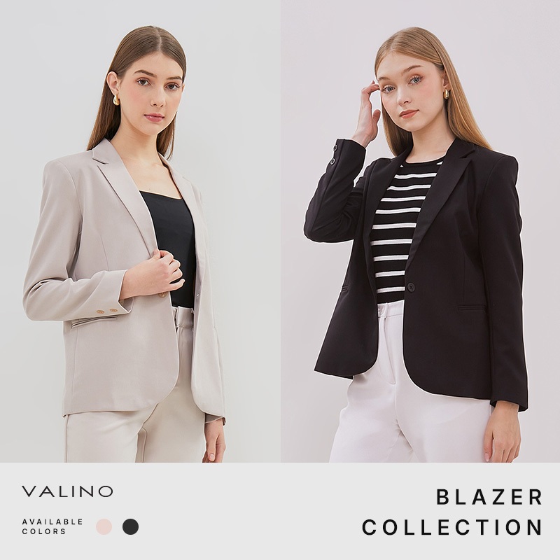 VALINO LADIES Blazer Wanita (Hitam & Cream)