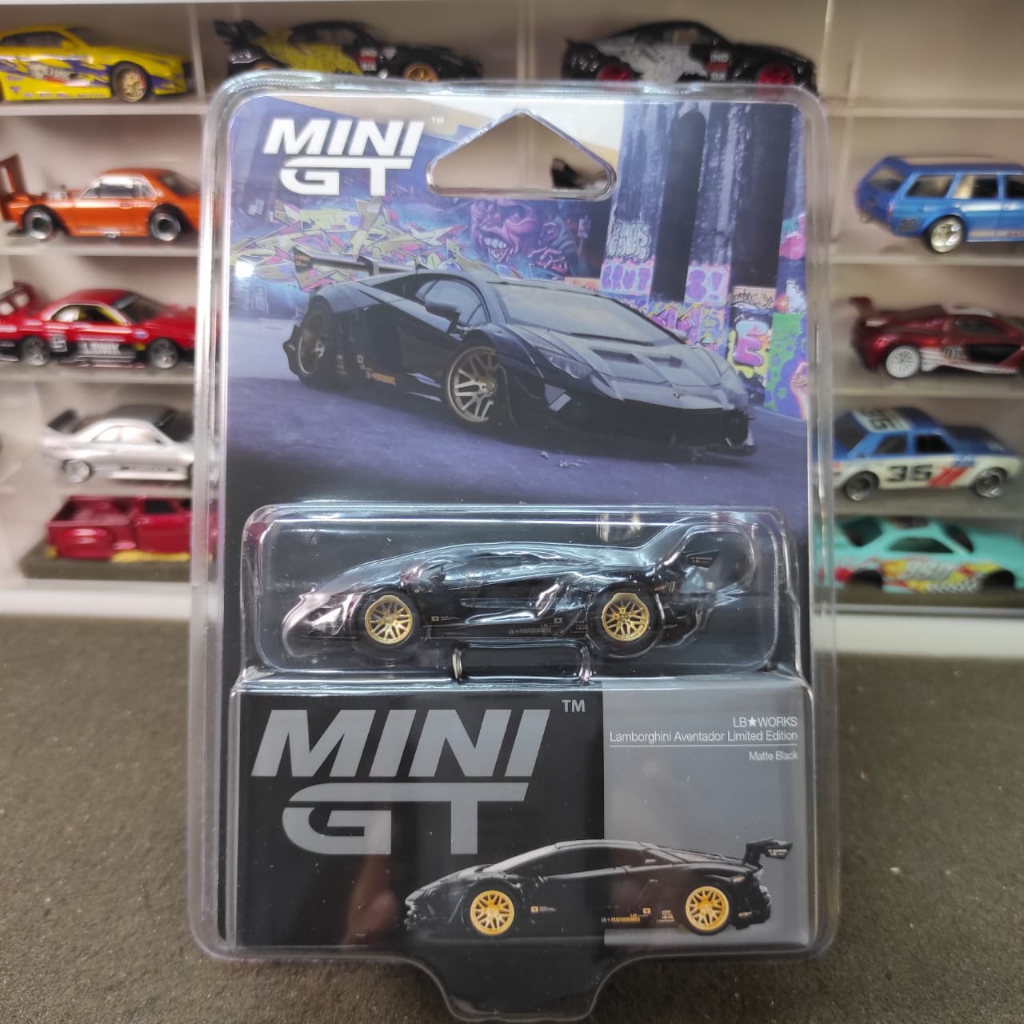 Mini GT 1087 LB Works Lamborghini Aventador Limited Edition Matte Black Blister Packaging