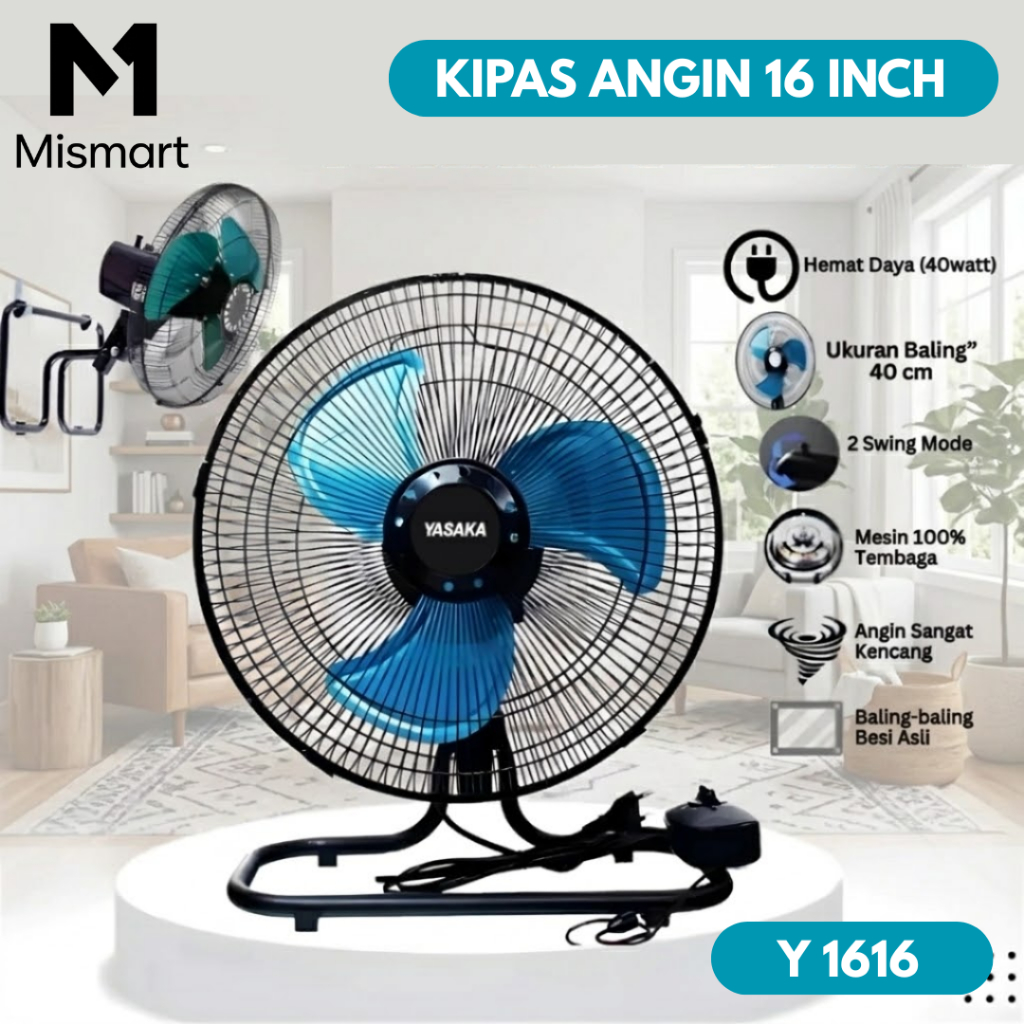 Kipas Angin Tornado Besi Duduk / Dinding 2in1 Besar Kipas Y-1616