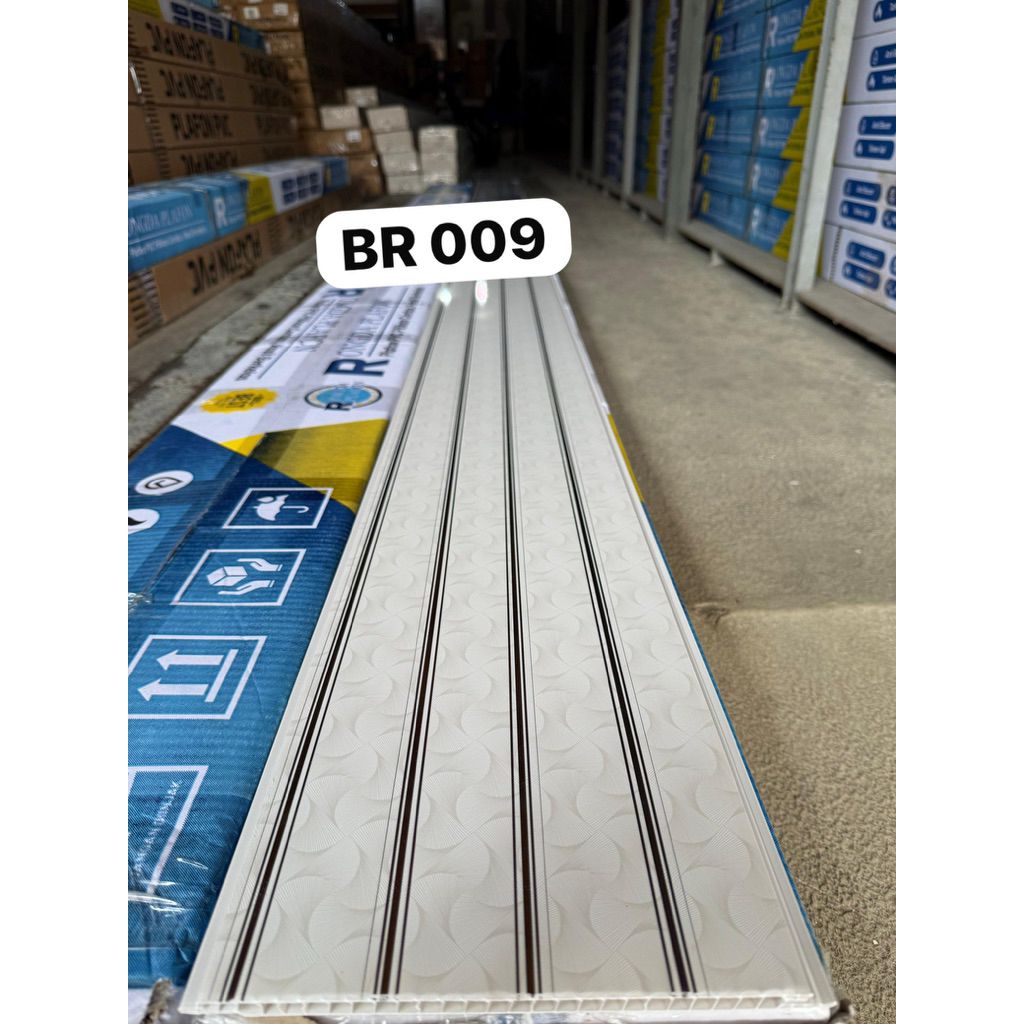Plafon PVC Putih Motif Silver Garis Glossy Rongdafon (BR 009)