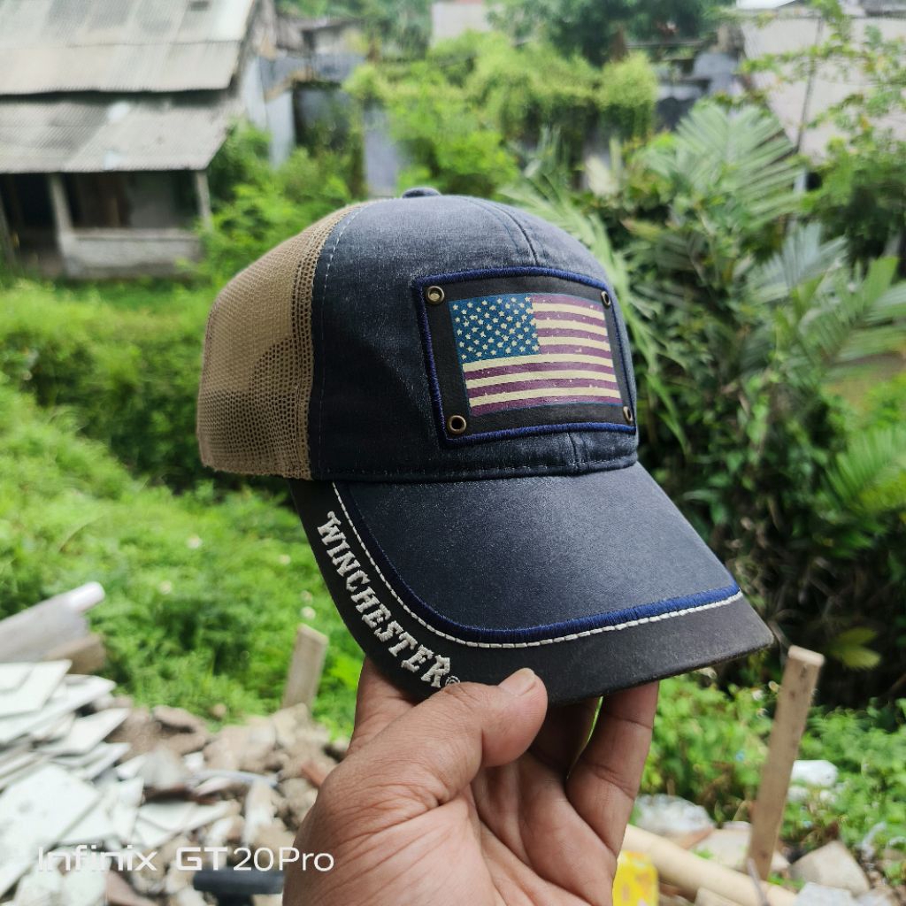 TOPI MESH BACK OUTDOOR CAP X WINCHESTER FLAG ORIGINAL