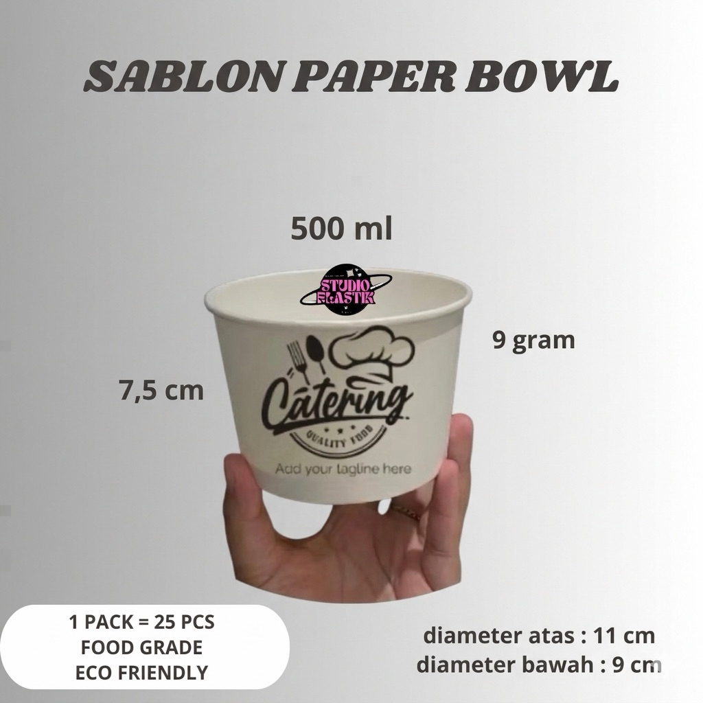 SABLON PAPER BOWL PRINTING PAPER BOWL HIGH QUALITY BAHAN TEBAL