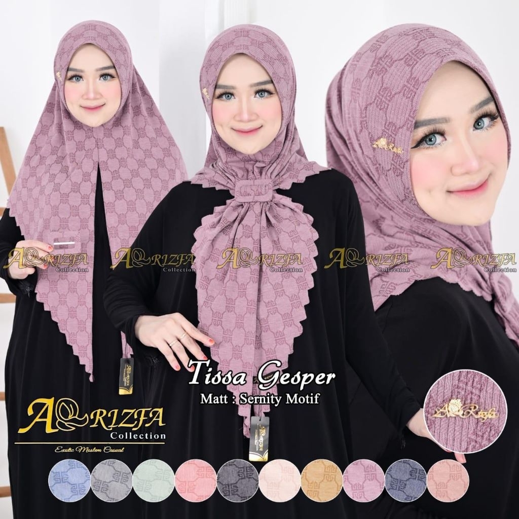 [AR-RIZFA] TISSA GESPER•hijab instan segitiga pet sabit motif•hijab sernity motiif•jilbab segitiga i