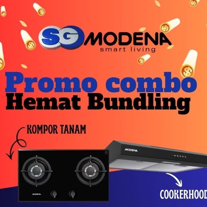 Modena Kompor Tanam 2 Tungku+ Cooker Hood