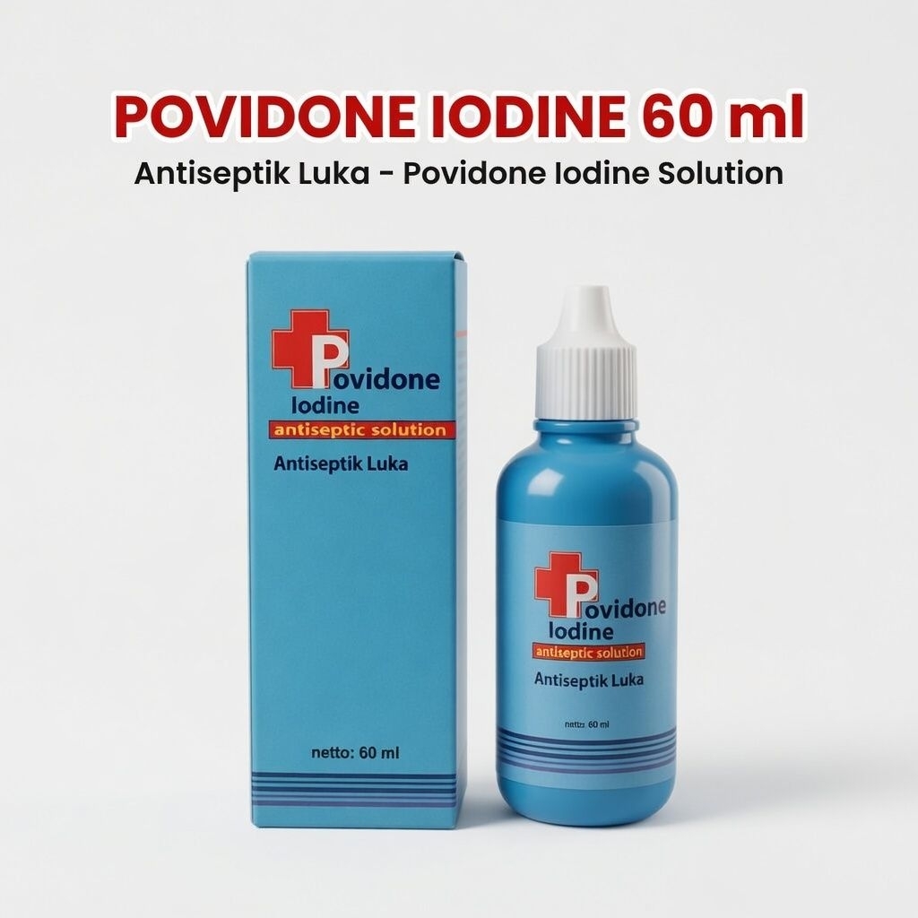 Povidone Iodine Biru 60ml Antiseptik Luka Cair Obat Luka Lecet Sayat Gores Original