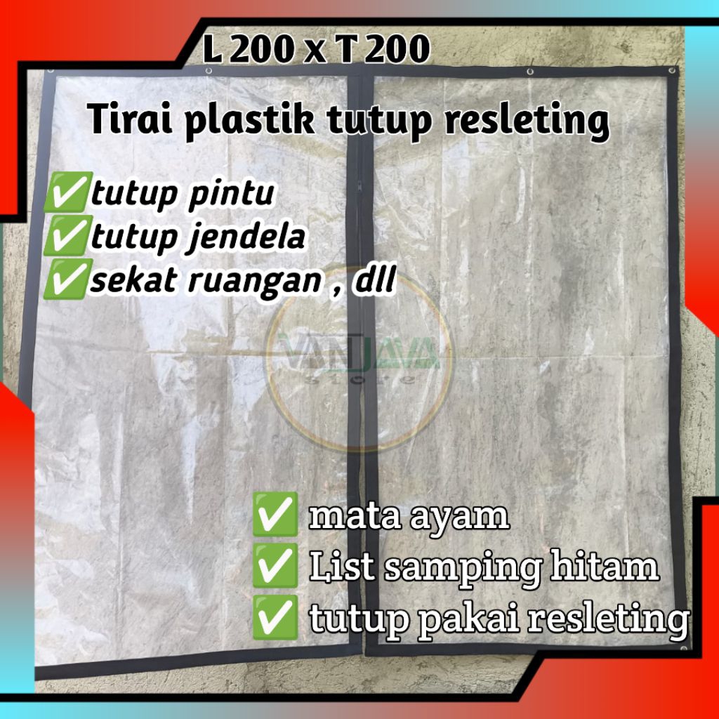 Tirai plastik tutup plastik tebal transparan 200x200 tutup pintu jendela sekat ruangan dengan mata a