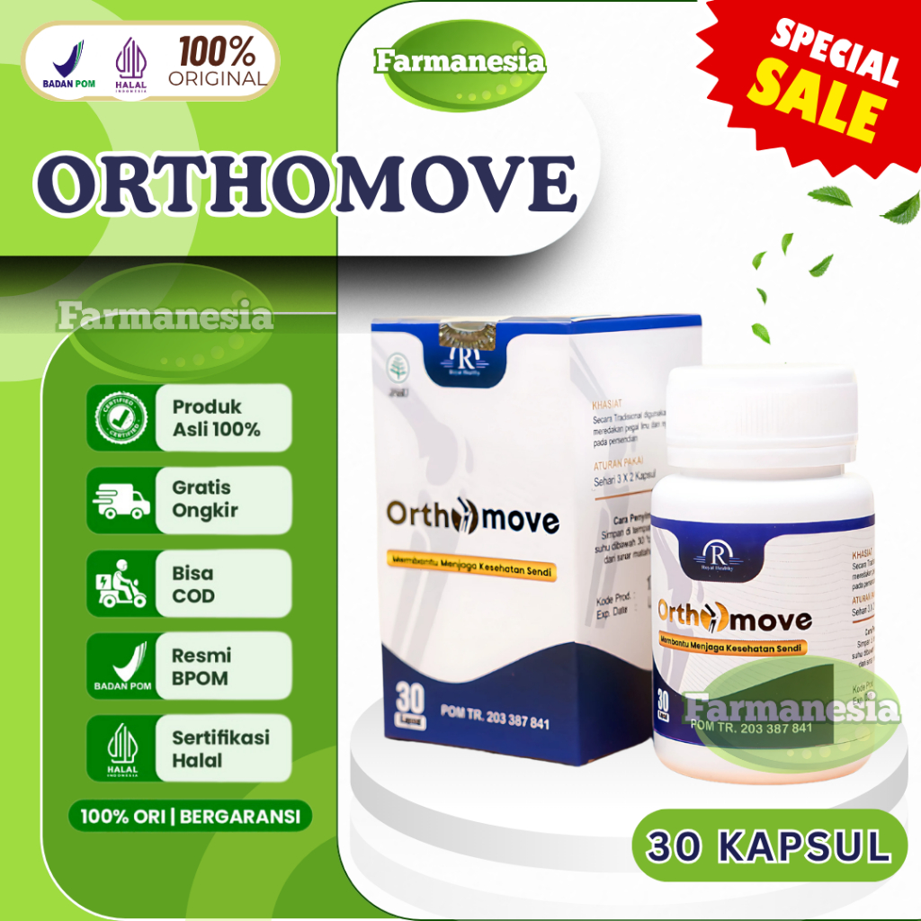 ORTHOMOVE - [30] kapsul Obat Herbal Persendian, Rematik, Asam Urat, Nyeri Sendi, Sakit Pinggang