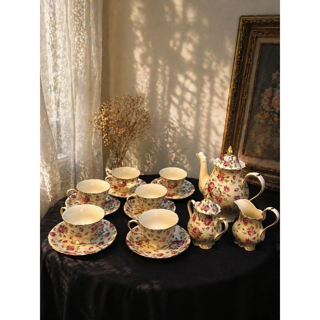 Agatha Tea Set / Set Cangkir Teh / Set Cangkir Teh Motif Bunga